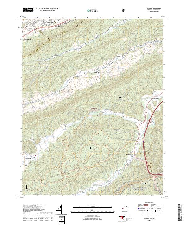 Bastian, VA-WV — USGS 7.5-minute topo (2022)