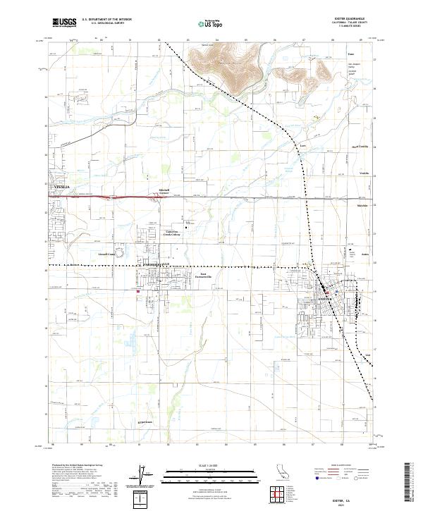 Exeter, CA — USGS 7.5-minute topo (2021)