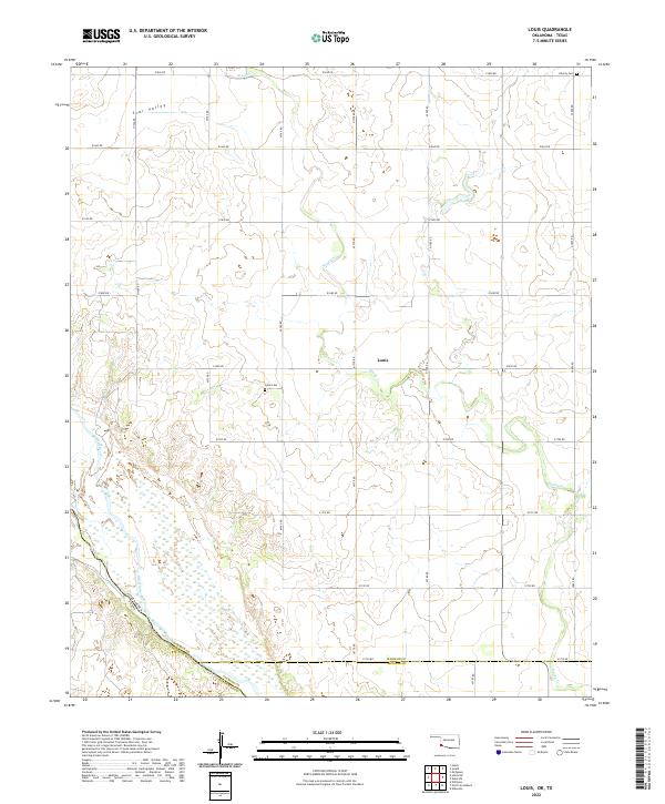Louis, OK-TX — USGS 7.5-minute topo (2022)