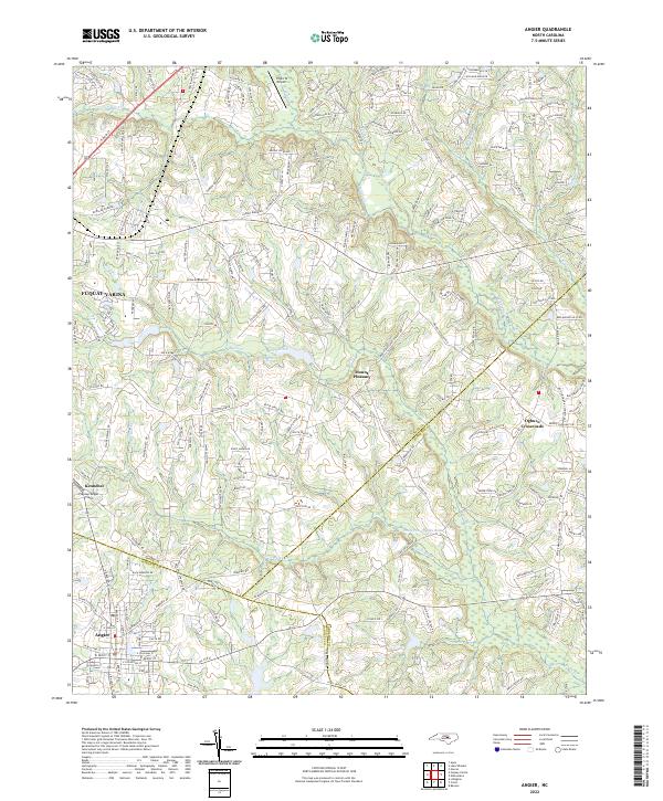 Angier, NC — USGS 7.5-minute topo (2022)