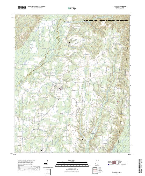 Caledonia, MS-AL — USGS 7.5-minute topo (2024)