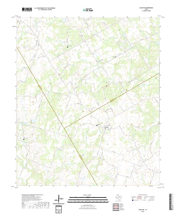 Carlton, TX — USGS 7.5-minute topo (2022)