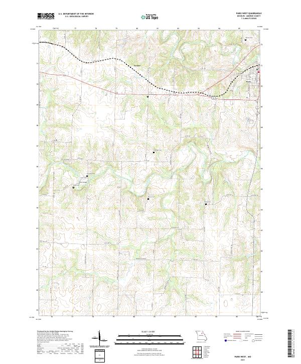 Paris West, MO — USGS 7.5-minute topo (2021)