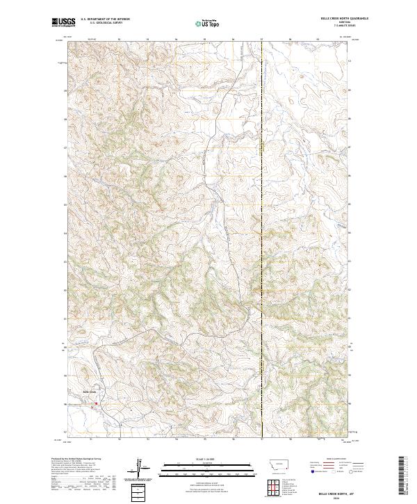 Belle Creek North, MT — USGS 7.5-minute topo (2024)