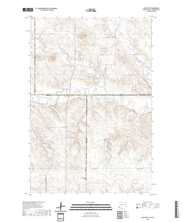 Cow Butte, ND-SD — USGS 7.5-minute topo (2024)