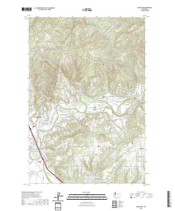 Woodland, WA — USGS 7.5-minute topo (2023)