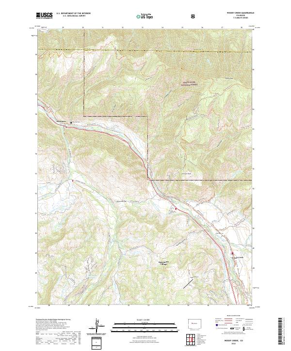 Woody Creek, CO — USGS 7.5-minute topo (2022)