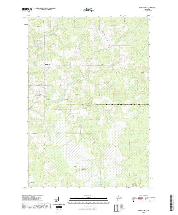 Dewey Marsh, WI — USGS 7.5-minute topo (2022)
