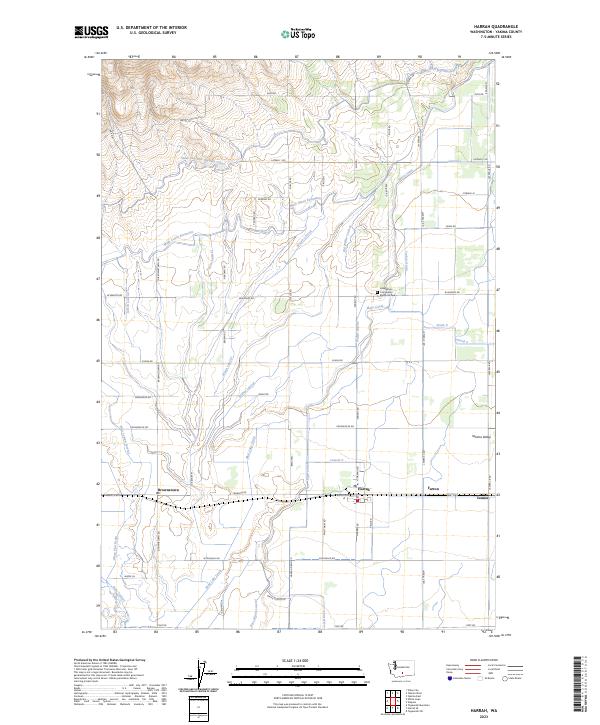 Harrah, WA — USGS 7.5-minute topo (2023)