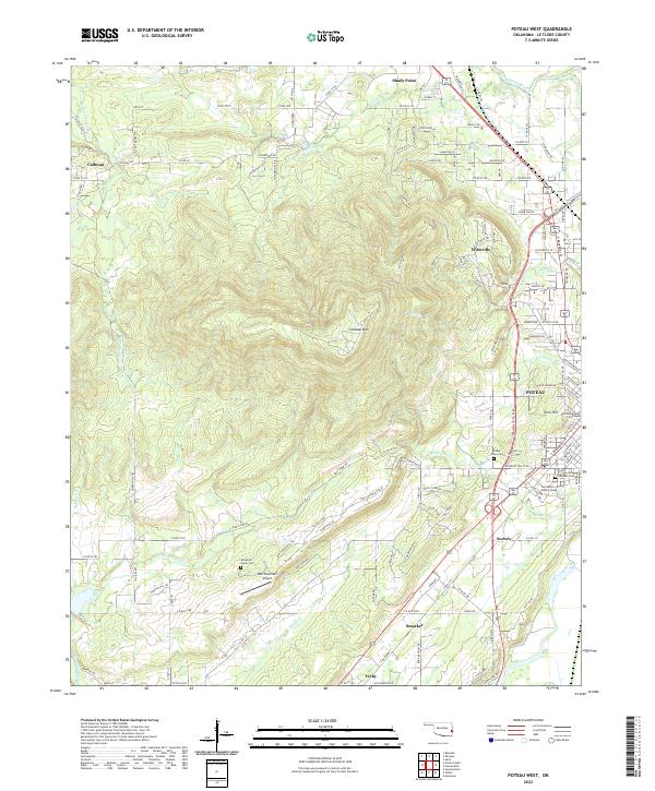 Poteau West, OK — USGS 7.5-minute topo (2022)