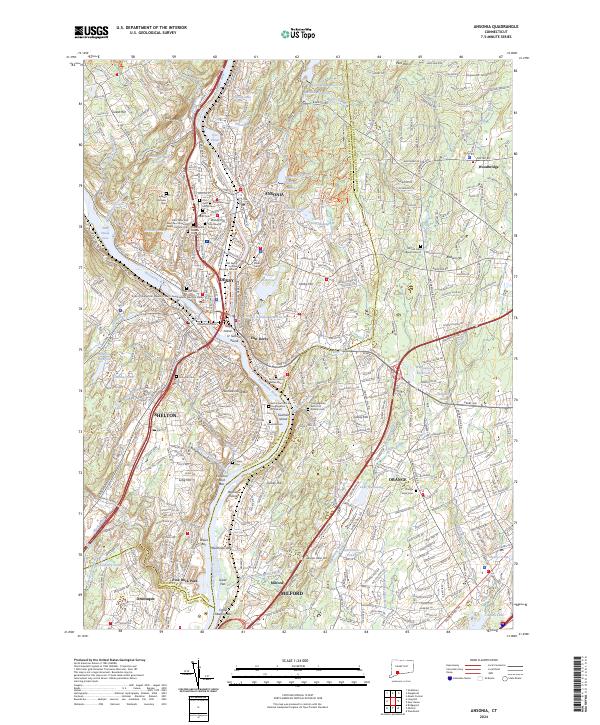 Ansonia, CT — USGS 7.5-minute topo (2024)