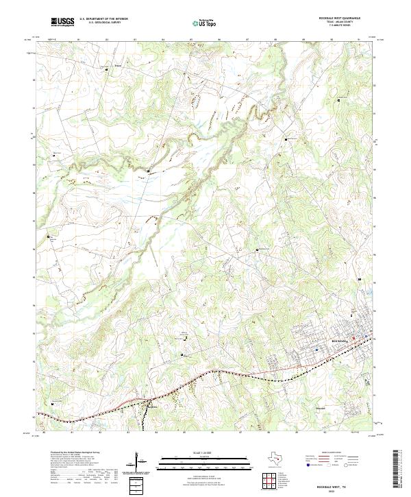 Rockdale West, TX — USGS 7.5-minute topo (2022)
