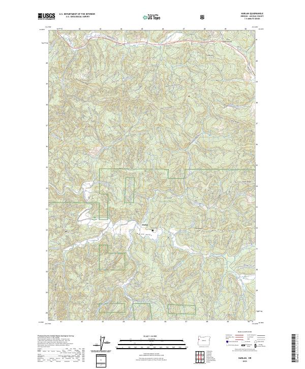 Harlan, OR — USGS 7.5-minute topo (2023)