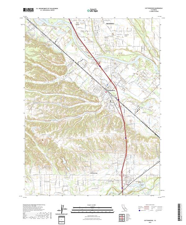 Cottonwood, CA — USGS 7.5-minute topo (2022)