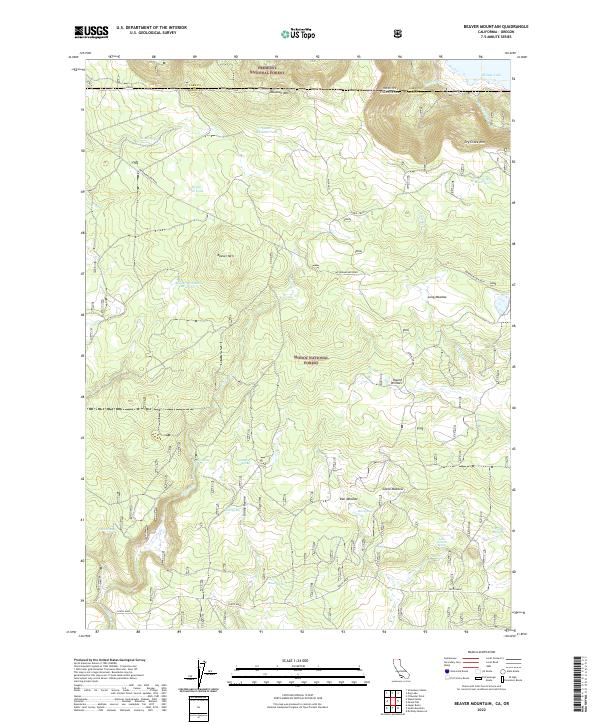 Beaver Mountain, CA-OR — USGS 7.5-minute topo (2022)