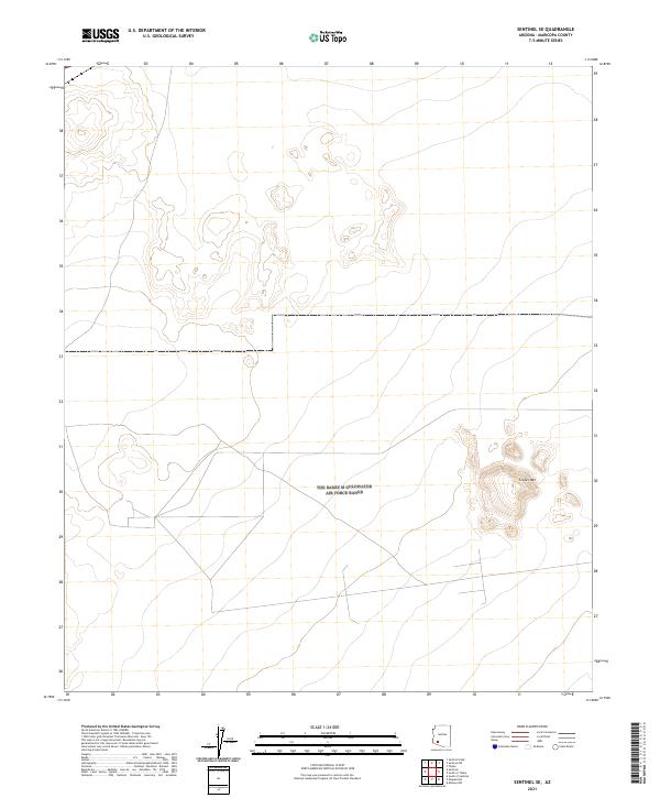 Sentinel SE, AZ — USGS 7.5-minute topo (2021)