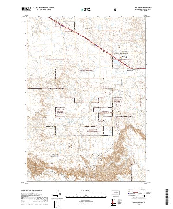 Cottonwood SW, SD — USGS 7.5-minute topo (2021)