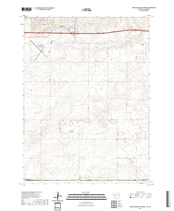 Sidney Municipal Airport, NE-CO — USGS 7.5-minute topo (2021)