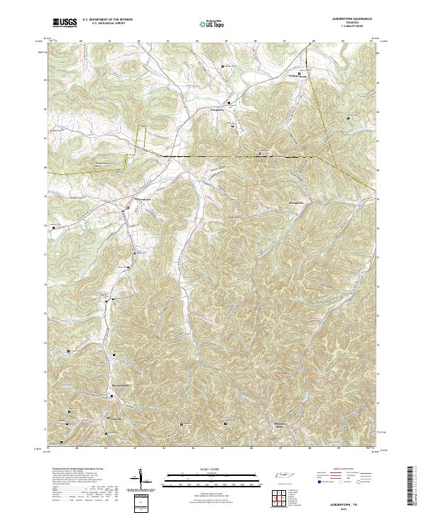 Auburntown, TN — USGS 7.5-minute topo (2022)