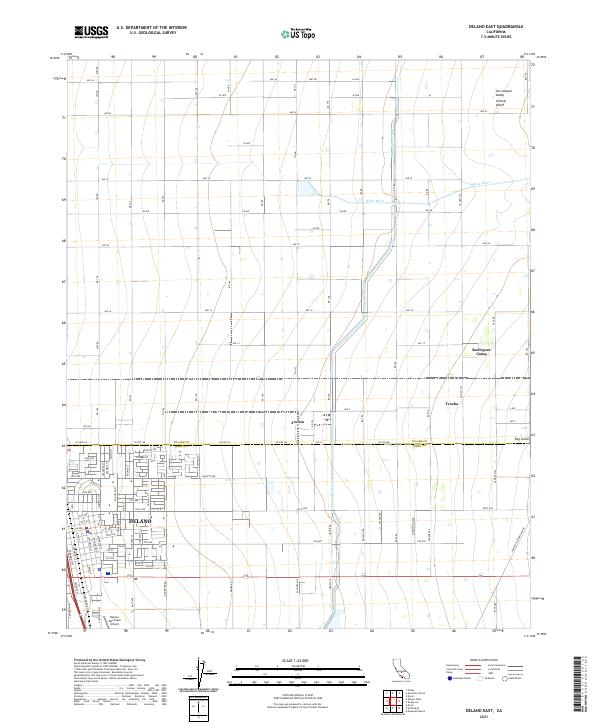 Delano East, CA — USGS 7.5-minute topo (2021)
