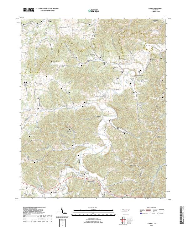 Liberty, TN — USGS 7.5-minute topo (2022)