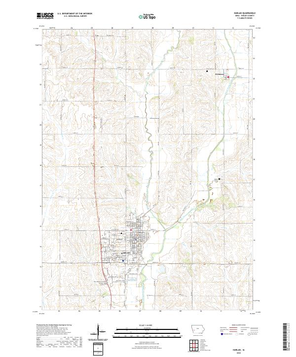 Harlan, IA — USGS 7.5-minute topo (2022)