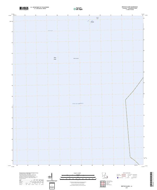 Breton Islands, LA — USGS 7.5-minute topo (2025)
