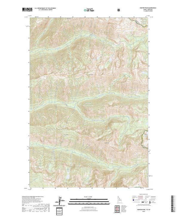 Hunter Peak, ID-MT — USGS 7.5-minute topo (2024)