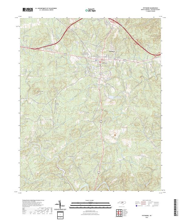Pittsboro, NC — USGS 7.5-minute topo (2022)