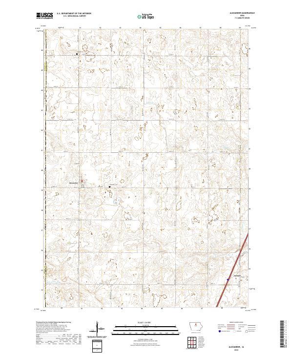 Alexander, IA — USGS 7.5-minute topo (2022)