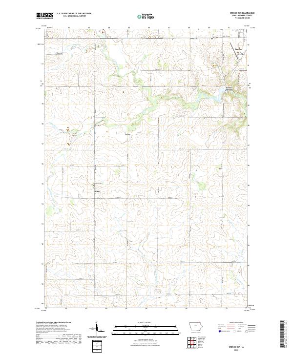 Cresco SW, IA — USGS 7.5-minute topo (2022)