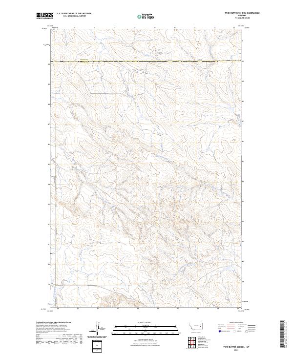 Twin Buttes School, MT — USGS 7.5-minute topo (2024)
