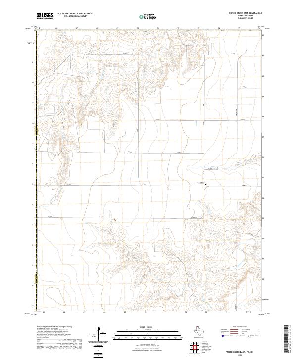 Frisco Creek East, TX-OK — USGS 7.5-minute topo (2022)