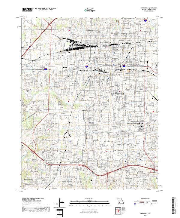 Springfield, MO — USGS 7.5-minute topo (2021)