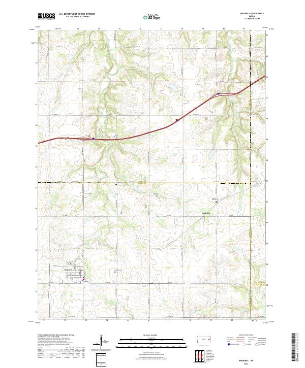 Waverly, KS — USGS 7.5-minute topo (2022)