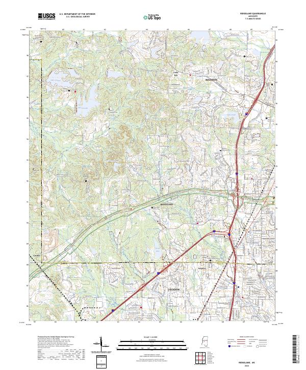 Ridgeland, MS — USGS 7.5-minute topo (2024)