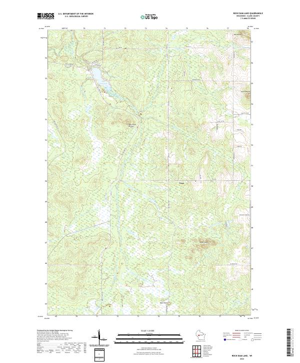 Rock Dam Lake, WI — USGS 7.5-minute topo (2022)