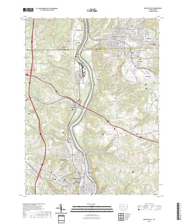 Beaver Falls, PA — USGS 7.5-minute topo (2023)