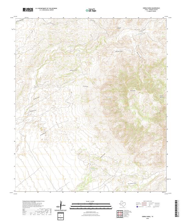 Sierra Parda, TX — USGS 7.5-minute topo (2022)