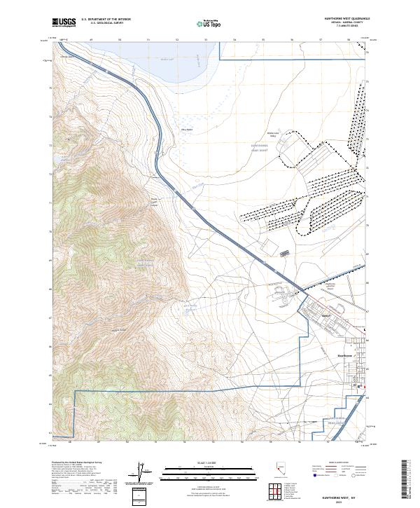 Hawthorne West, NV — USGS 7.5-minute topo (2023)