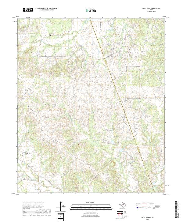 Bluff Dale NE, TX — USGS 7.5-minute topo (2022)