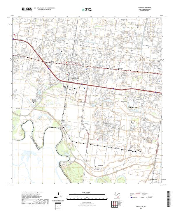 Mission, TX,TAM, US — USGS 7.5-minute topo (2022)