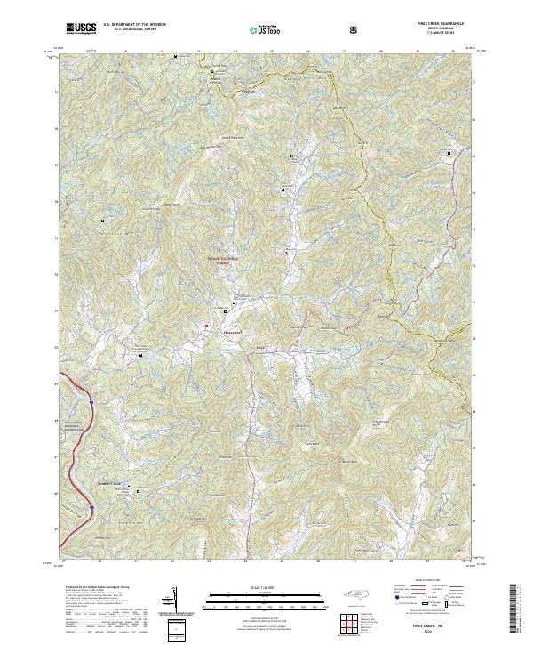 Fines Creek, NC — USGS 7.5-minute topo (2022)