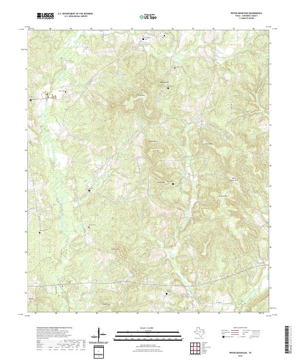 Pryor Mountain, TX — USGS 7.5-minute topo (2022)