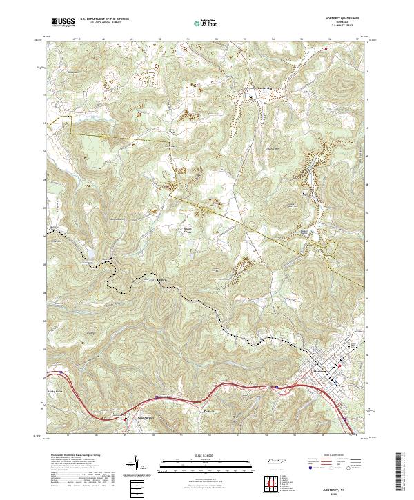 Monterey, TN — USGS 7.5-minute topo (2022)