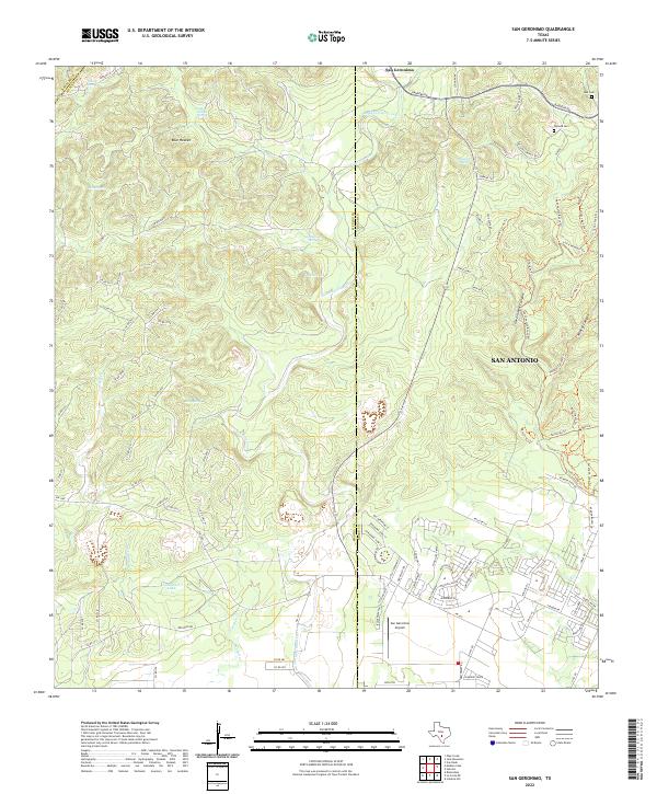 San Geronimo, TX — USGS 7.5-minute topo (2022)