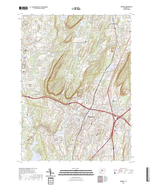 Meriden, CT — USGS 7.5-minute topo (2024)