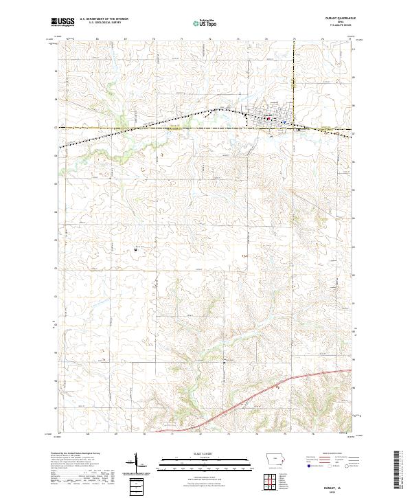 Durant, IA — USGS 7.5-minute topo (2022)