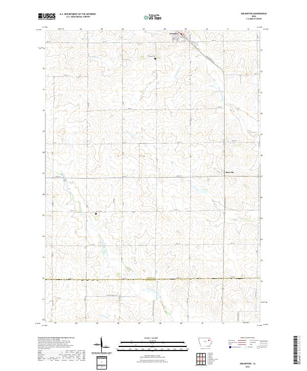 Arlington, IA — USGS 7.5-minute topo (2022)