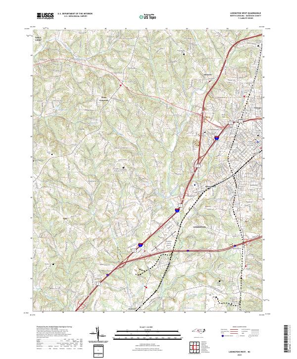 Lexington West, NC — USGS 7.5-minute topo (2023)